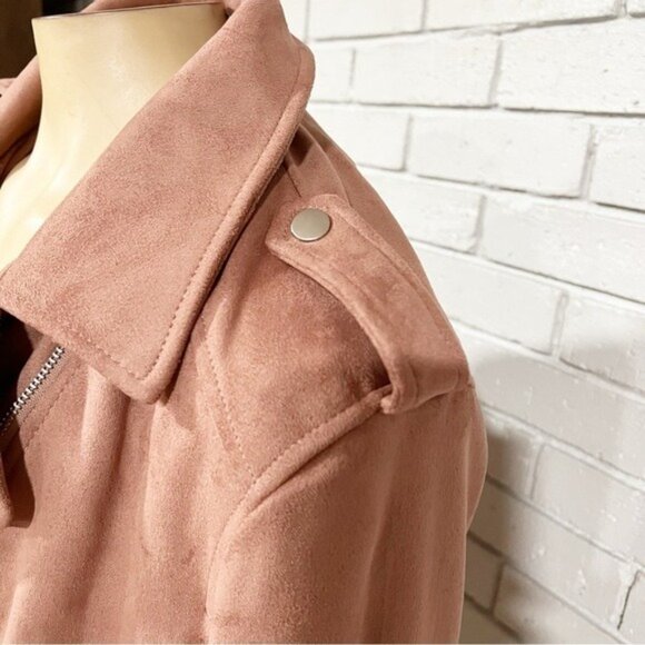 ASOS Pink Faux Suede Moto Jacket — Women’s Size 14 NWT - Picture 7 of 8